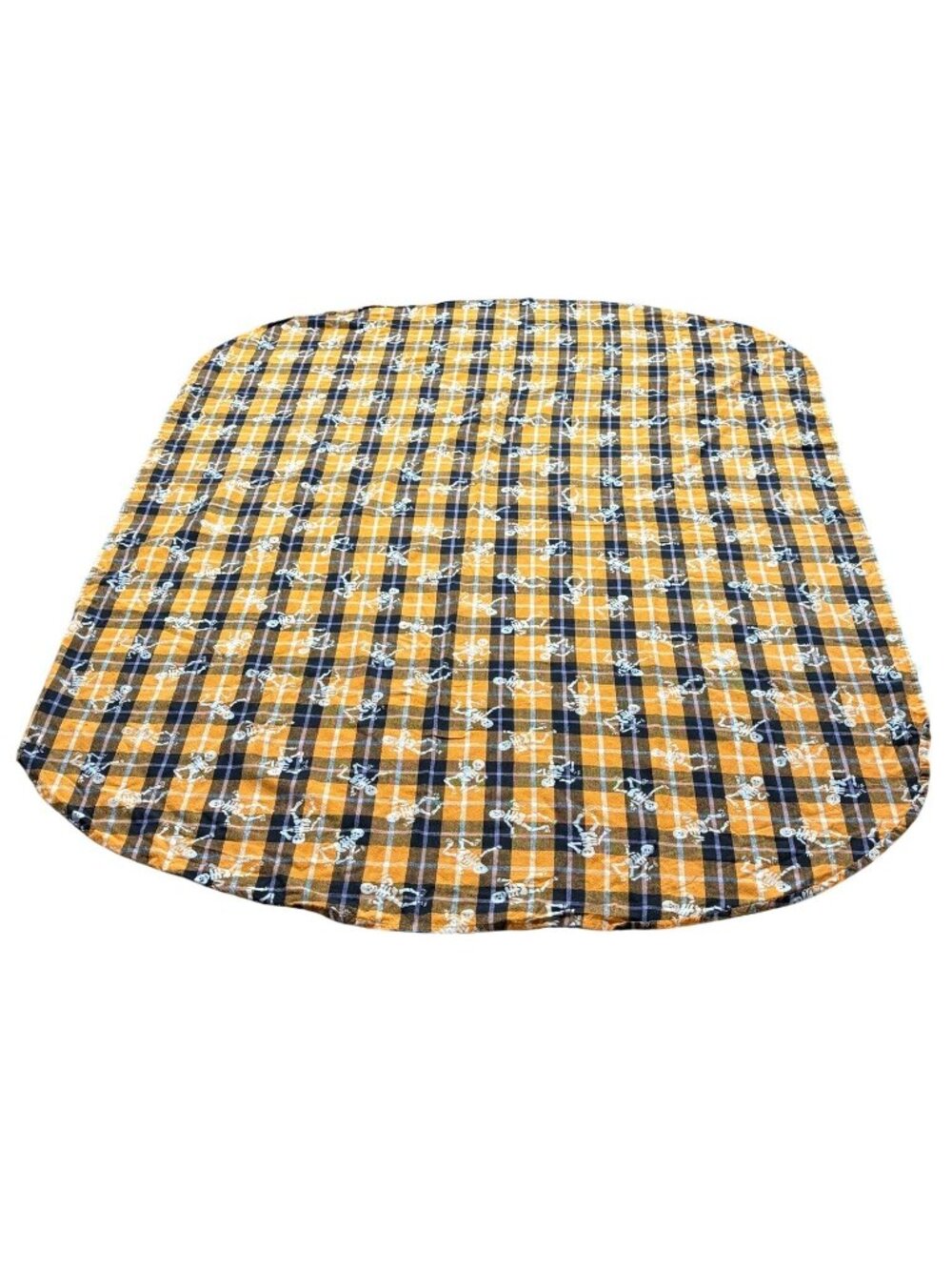 Vintage Avon Skeleton Plaid Tablecloth Retro Halloween Table Linen 60" x 75"
